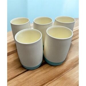 Vintage Vacron Bopp-Decker Plastics Set‎ of 5 Tumblers Cream Turquoise MCM USA